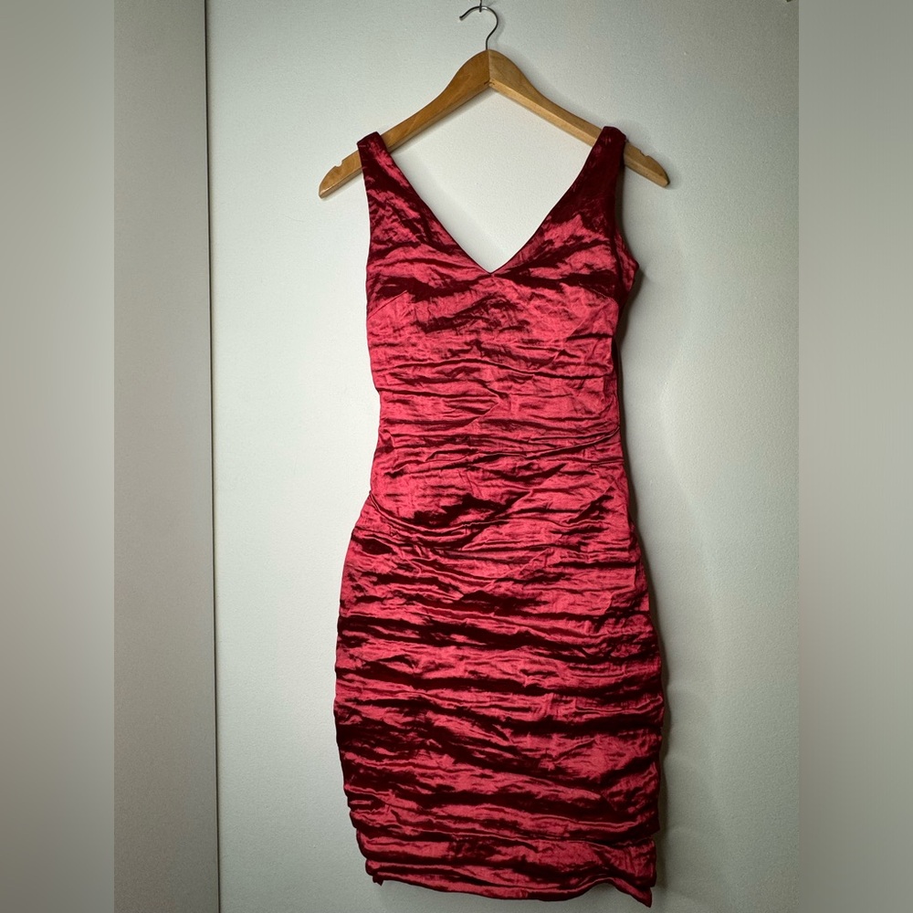 Nicole Miller Vibrant Red Textured Mini Dress